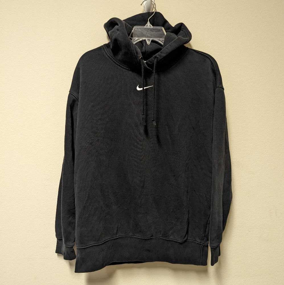 Vintage Y2K Nike Center Swoosh Hoodie Black Distressed Men's Small Faded Travis